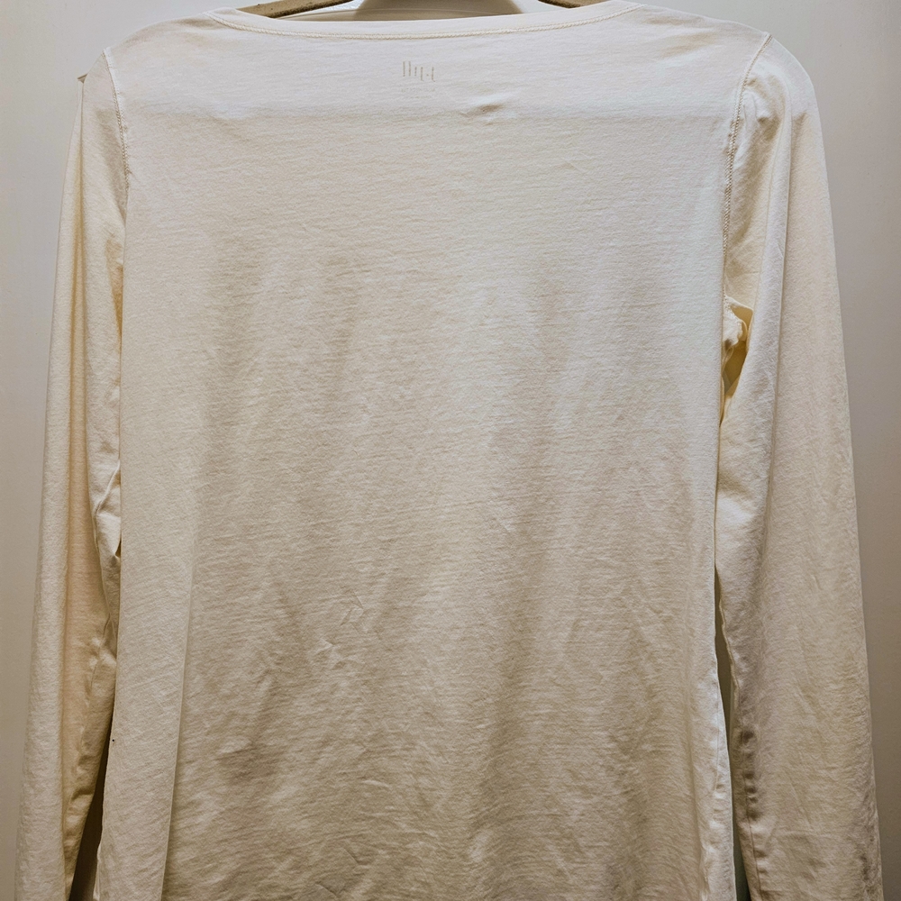 J.Jill Boat Neck Tee Size Small Cream Cotton Stretch Long Sleeve Minimalist Top - Picture 6 of 6